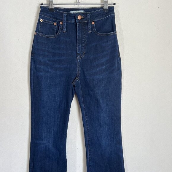 Madewell Jeans Women's 23 Curvy Cali Demi Boot Cut Blue Whiskers Stretch Denim - Picture 4 of 10
